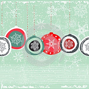 Seamless pattern with Christmas baubles. Vector illustration with Christmas ornaments in retro colors.